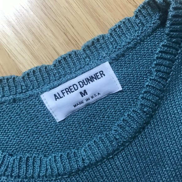 Alfred Dunner Women's Medium Teal Blue Knit Short Sleeve Sweater Crew Neck Scall - Picture 7 of 12
